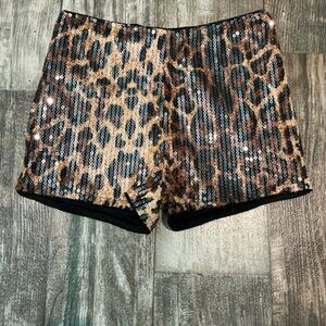 Leopard Sequin Women's Shorts Size Small